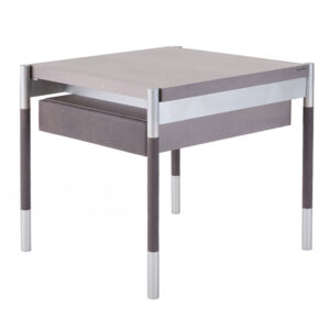 Soffio-tavolino-in-acero-sbiancato-con-cassetto-in-pelle